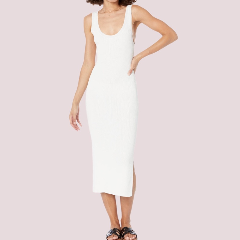 NWT The Drop Women's Yasmin Rib Midi Sweater‎ Tank Dress, Ivory - XS